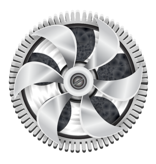 Industrial metallic 3D fan gear vector